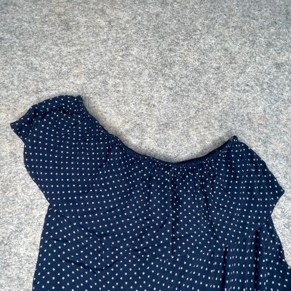 American Eagle Polka Dot Top One Shoulder Blouse Casual Blue Size‎ S - Picture 1 of 5